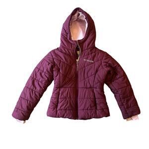 Columbia Quilted Puffer Jacket Dark Purple Hooded Size Girls XS (4-5y)